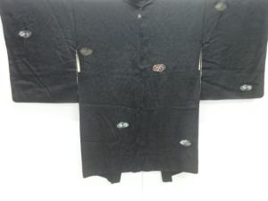 大正ロマン　漆霊芝雲模様織り出し一つ紋羽織